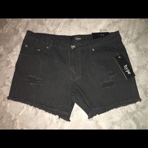 Black jean shorts